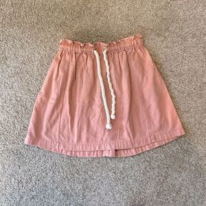 J. Crew mini/midi pull on thick cotton skirt. Elastic waist with rope tie. Small